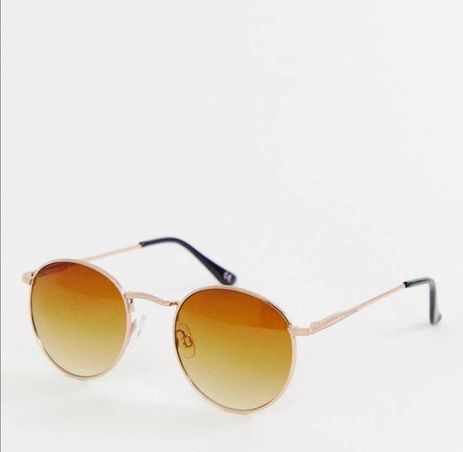 Asos design round sunglasses in copper metal with brown lens