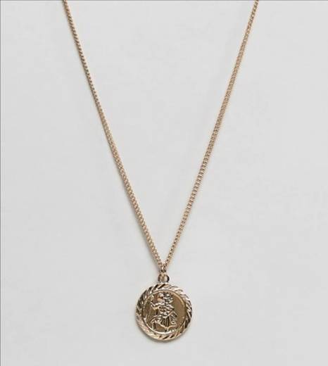 Reclaimed Vintage inspired St Christopher necklace in gold 