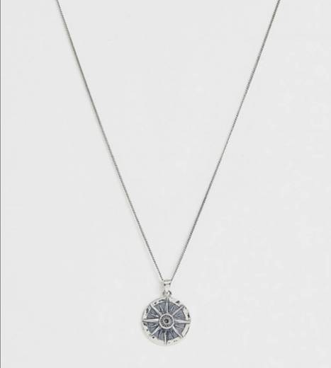 Asos design sterling silver necklace with compass pendent 