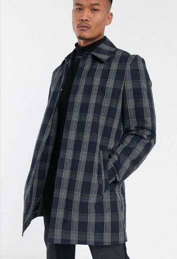 Asos design trench coat in blue check