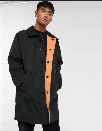 Weekday Marty reversible jacket in black and orange 