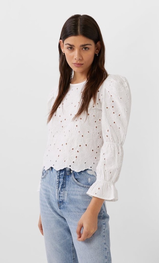 Fashion BLUSA COM BORDADO SUÍÇO 