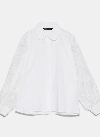 Camisa com mangas de organza