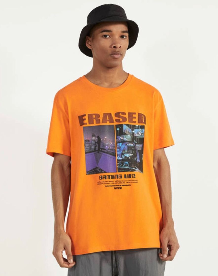 Moda Camisetika naranja del bershka 