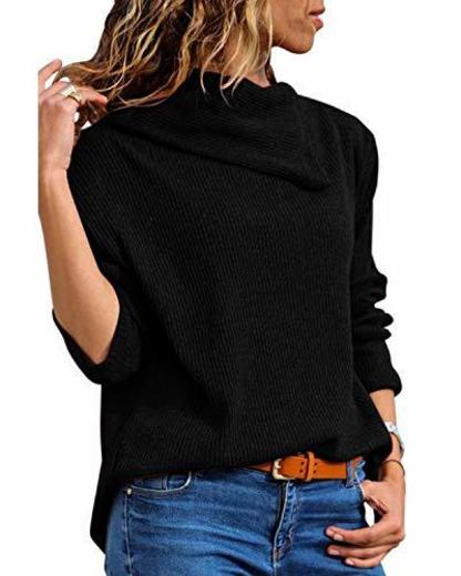 kenoce Jersey Mujer Jersey de Cuello Alto Mujer Jersey Grueso Pullover Jersey