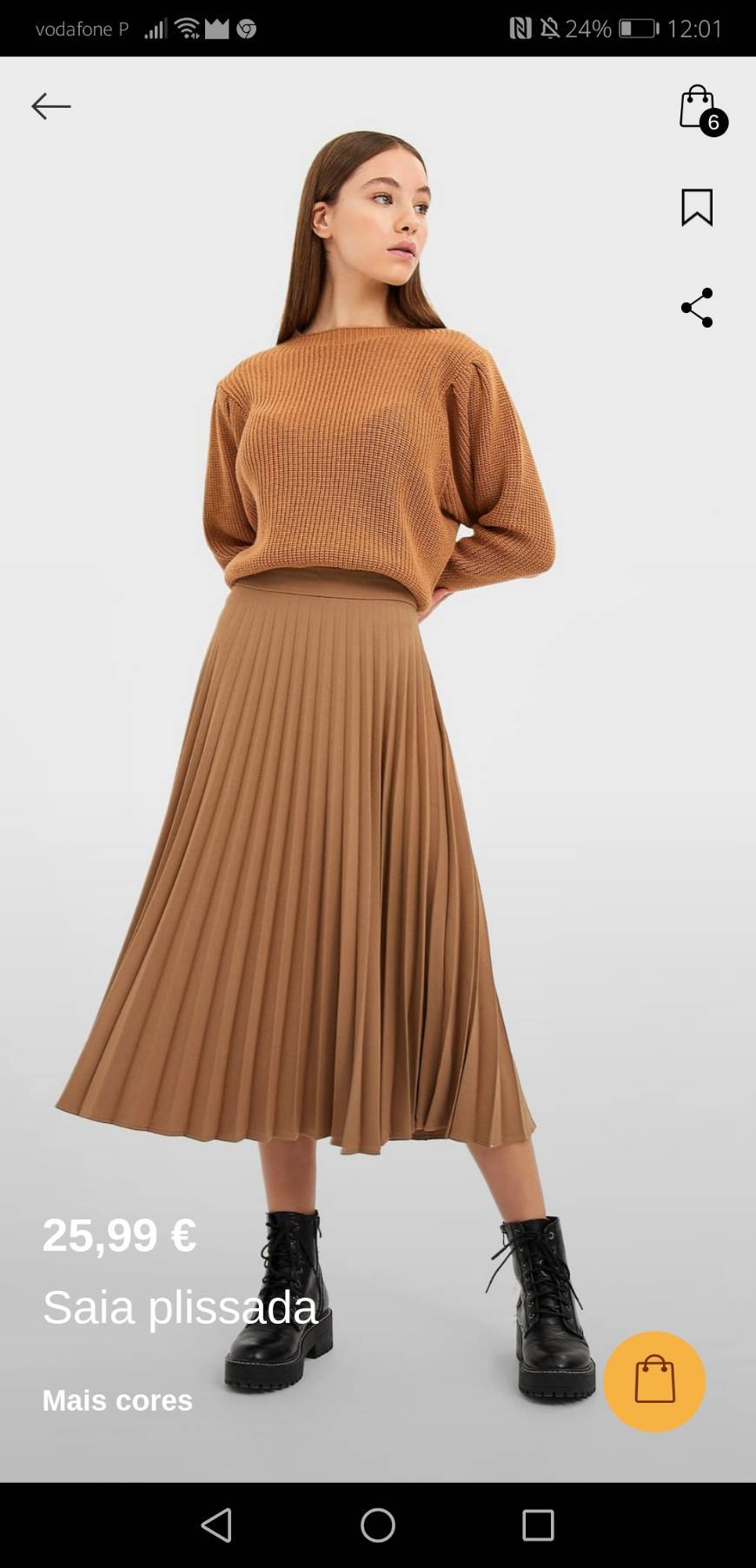 Moda Saia midi camel