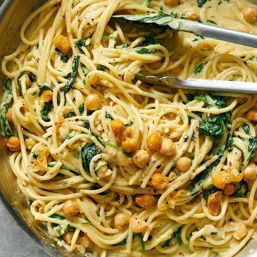 chickpeas and spinach pasta