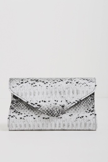 Black And White Snake Print Clutch Bag