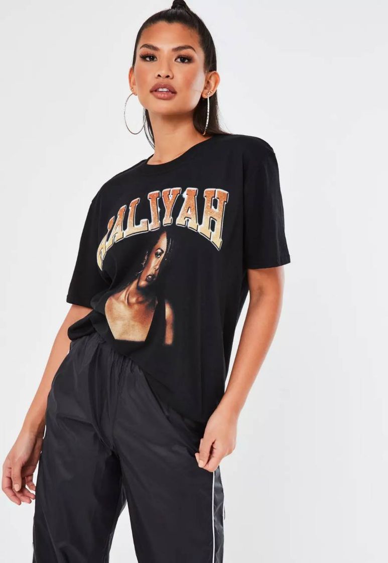 Fashion Black Aaliyah Graphic Oversized T Shirt | Missguided