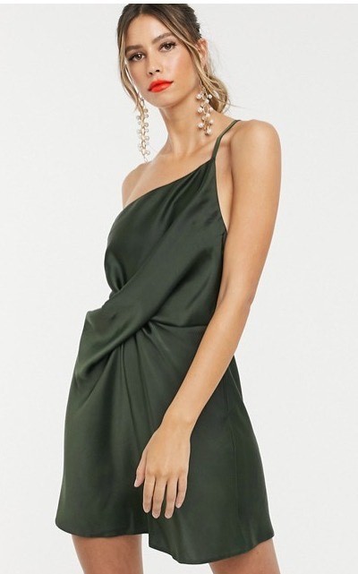 Products ASOS DESIGN mini dress with one shoulder in satin