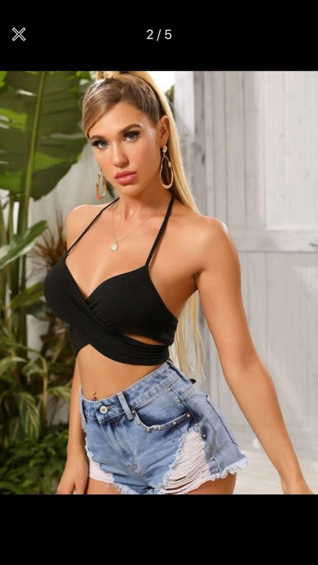 Moda Top halter cruzado delantero