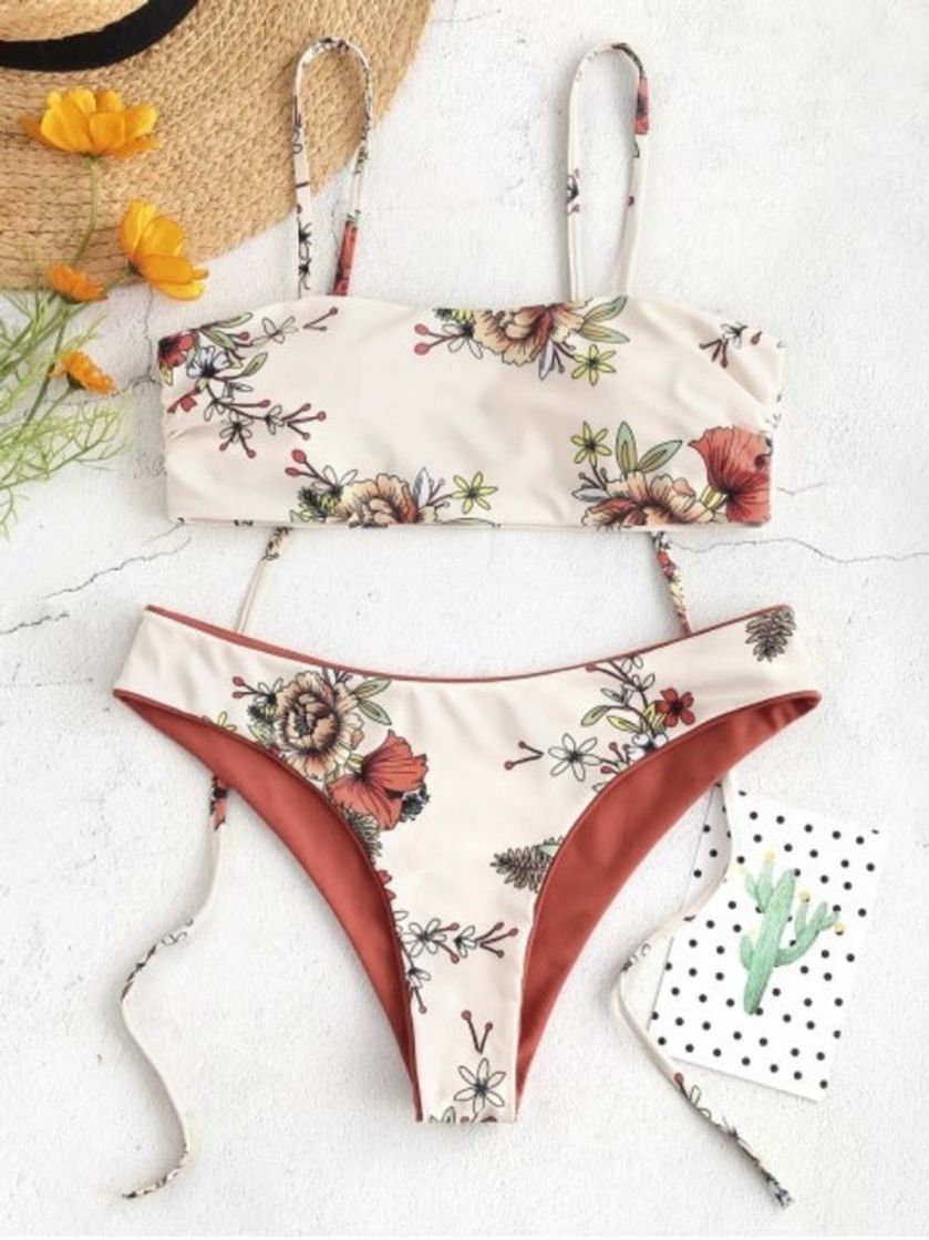 Fashion Bikini floral reversível 