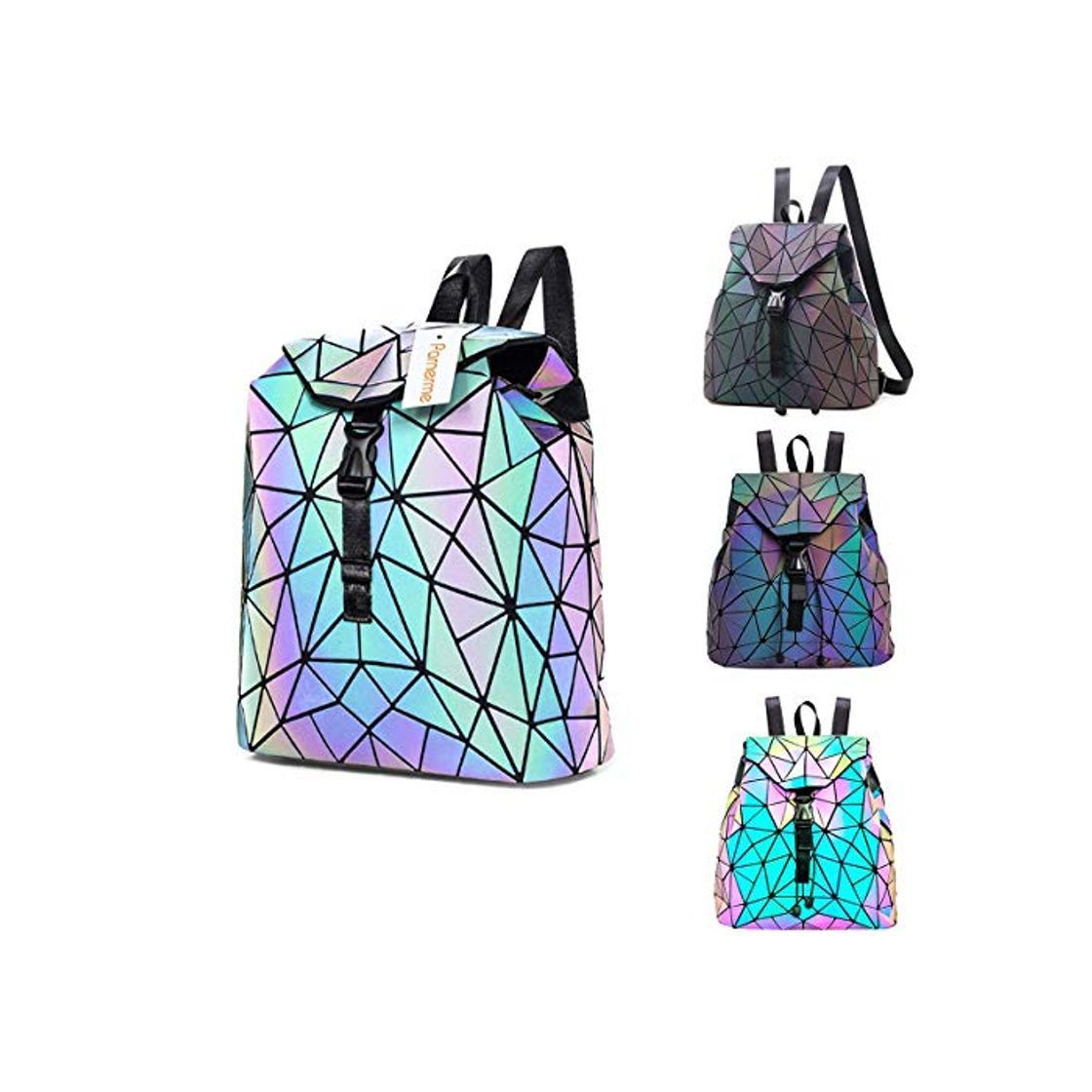 Products Parnerme Mochila mochila geométrica Lingge Mujer Luminoso Flash Hombre Bolsa de viaje