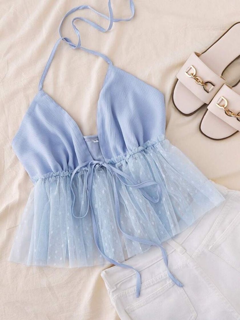 Social Top azul con malla