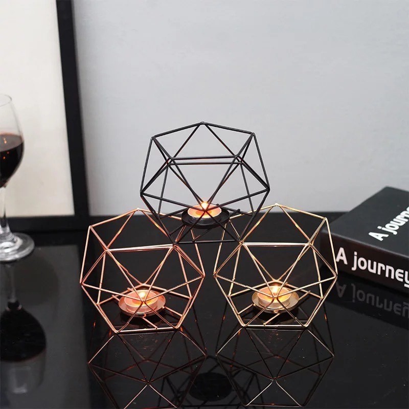 Social Candeleros de hierro geométrico de estilo nórdico