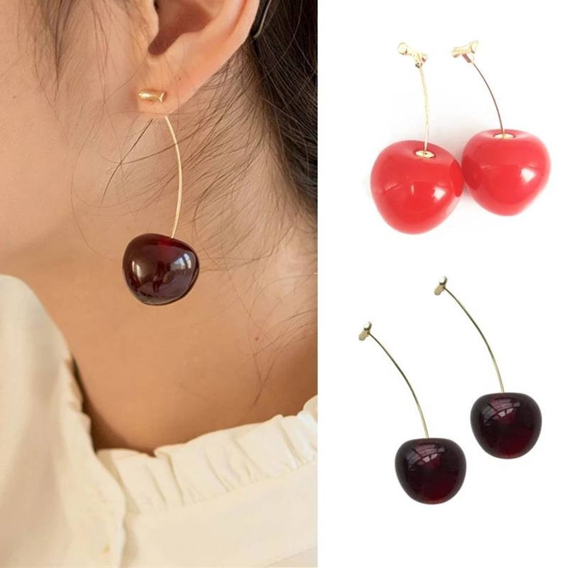 Producto Pendientes de cerezas rojos