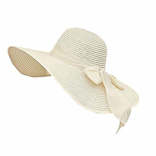DaoRier - Sombrero de Verano para Mujer con Pajita de Lazo para