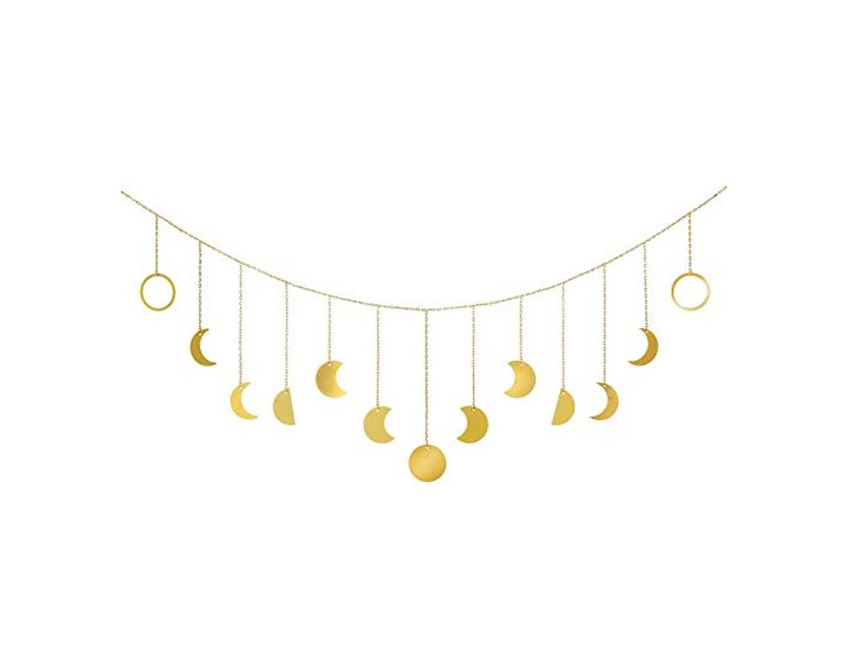 Producto Mkouo Moon Phase Colgar en la pared Gold Moon Guirnalda Decor Boho