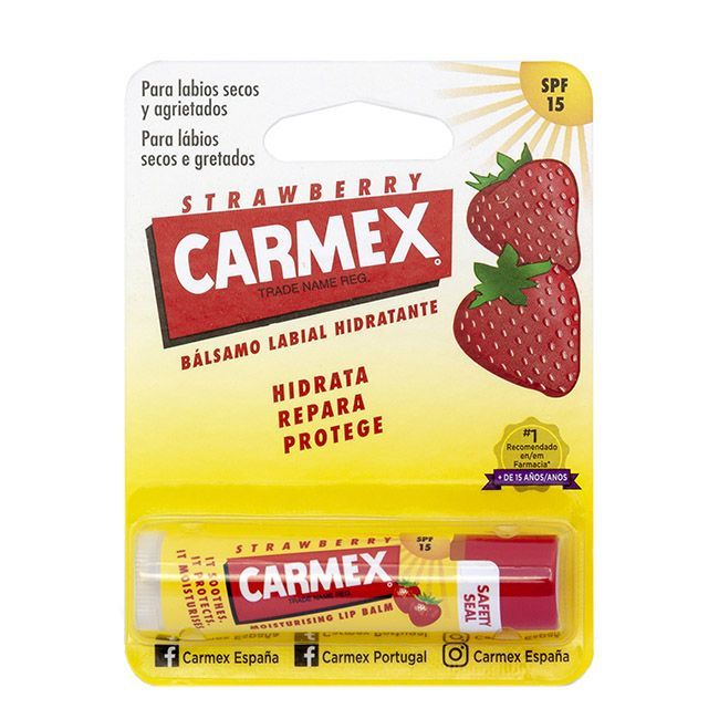 Moda Carmex Stick Bálsamo Labial Morango SPF15 4.25gr