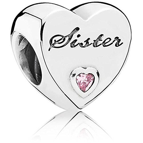 Lugar Pandora Sister's Love Silver Charm with Pink Cubic Zirconia 791946PCZ