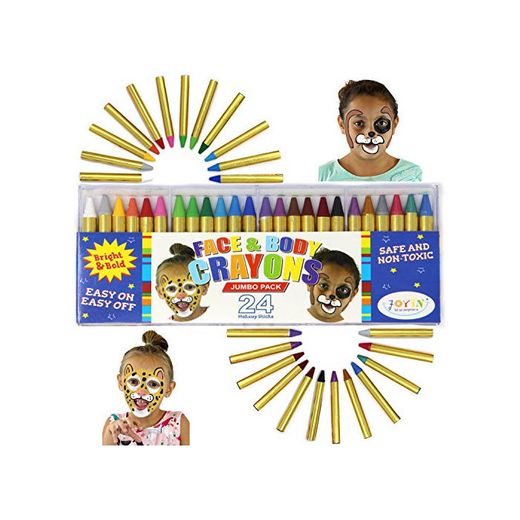 JOYIN Pinturas Cara para Niños 24 Colores 7.6 cm Crayones Pintura Facial