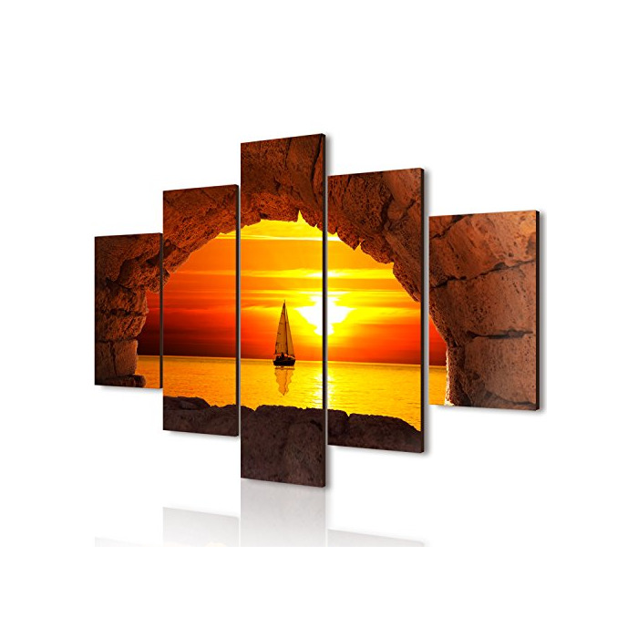 Lupia Quadro Moderno multipannello su Legno Vogue 66X115 Finestra Sul Tramonto