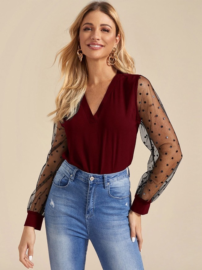 Producto Burgundy dots blouse 