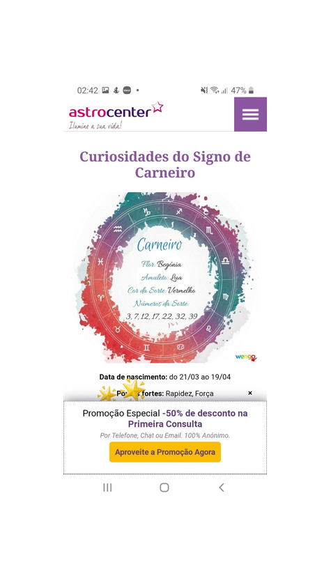 Product Caracteristicas signo Carneiro 