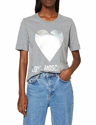 Love Moschino Regular Fit Short Sleeve T-Shirt_Iridescent Foil Heart & Logo Print