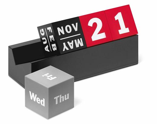 Calendar Perpetual Cubes Blk Red Grey
