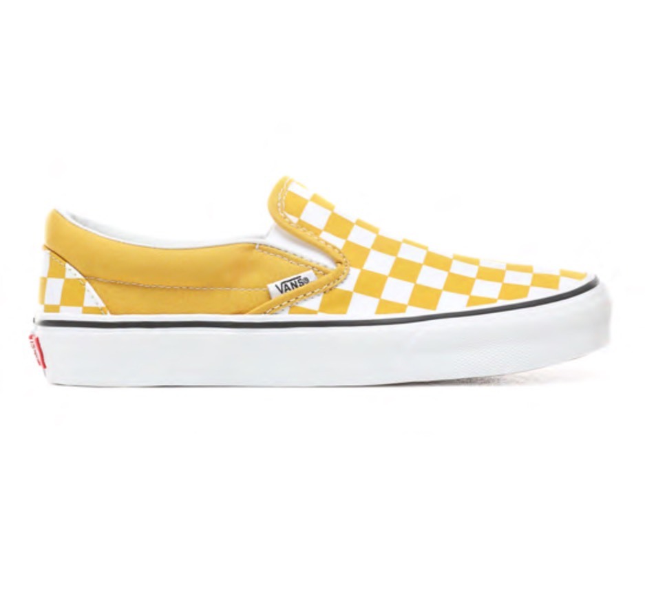 Moda Vans slip on xadrez amarelas 