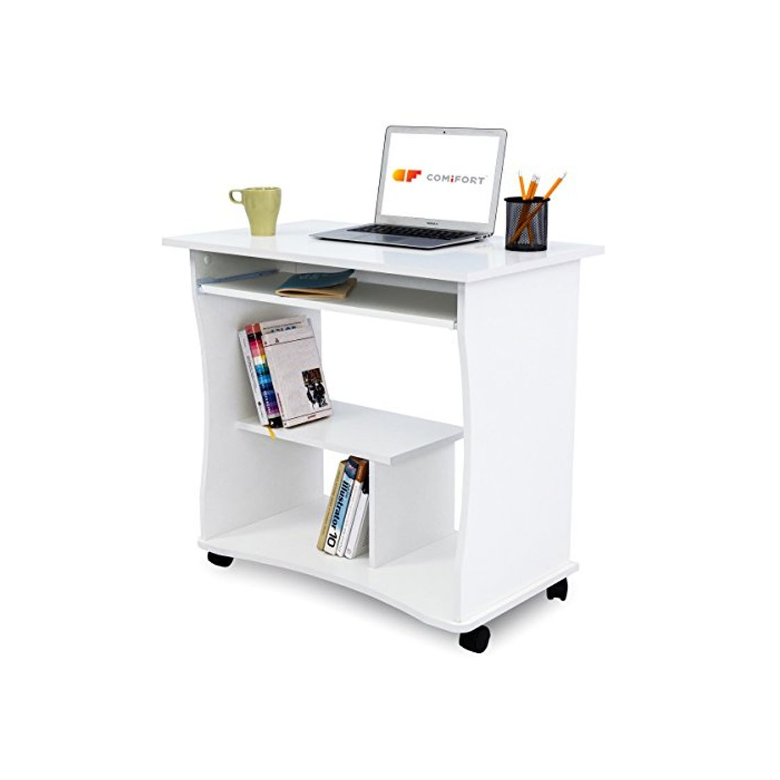 Social COMIFORT Mesa de Ordenador con Bandeja Extraíble – Escritorio Robusto y Espacioso