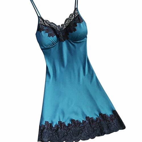 Social Señoras Mujer Sexy Pijamas Gran tamaño Divertido Suspender Falda satén Encaje Costura