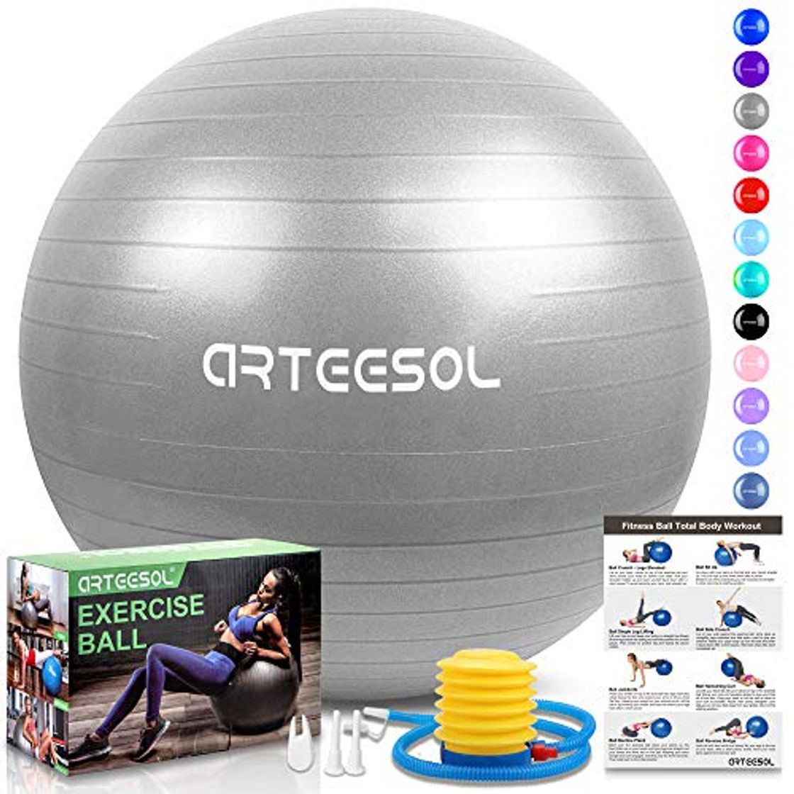 Social arteesol Pelota de Ejercicio, 45cm/55cm/65cm/75cm Pelota de Yoga Fitness Estabilizador Resistente Bola