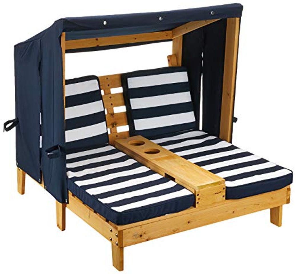 Producto KidKraft- Tumbona de jardín doble para niños, de madera, con posavasos ,