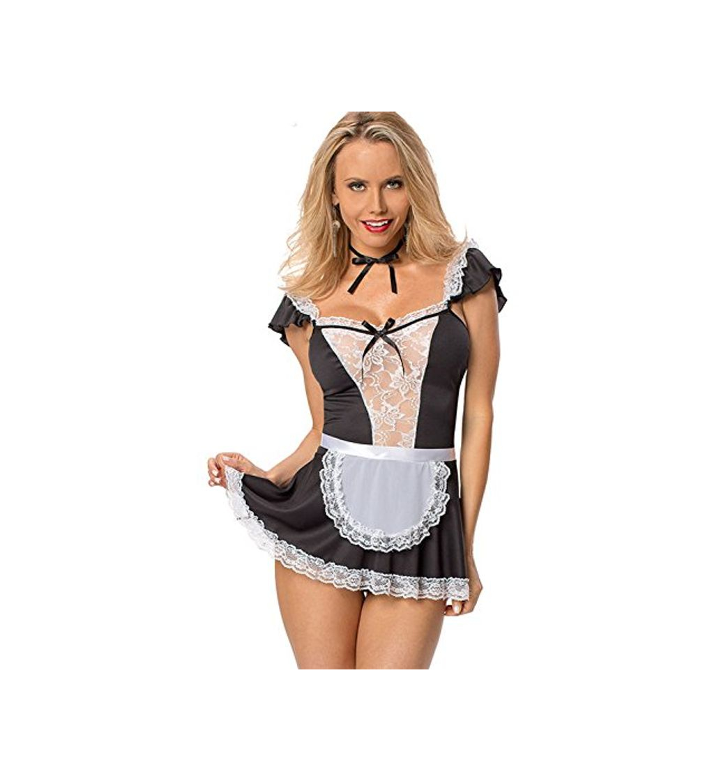 Social SHESHY Lenceria Sexy Mujer，Mujer Maid Cosplay Disfraz Francés Travieso Lindo Vestido de