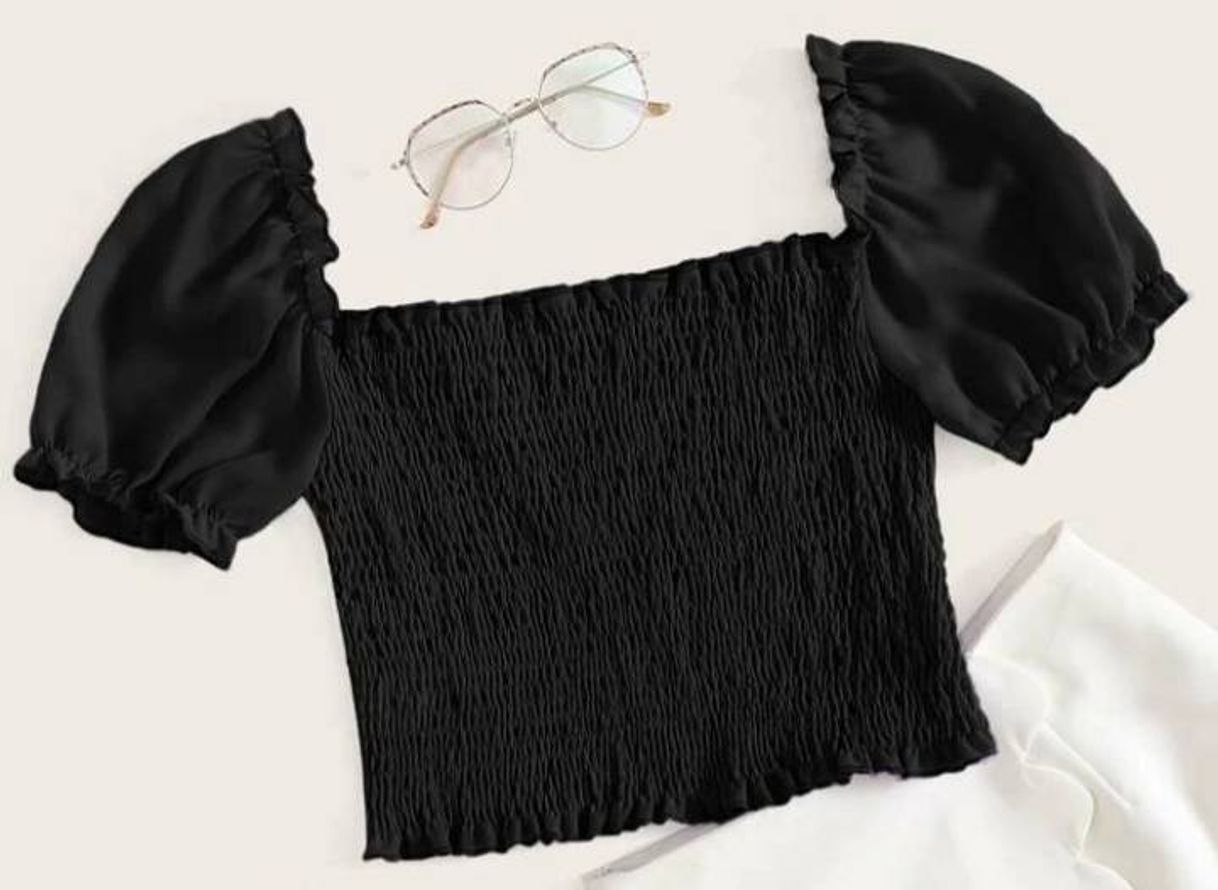 Fashion Preto Babado Simples Boho Top