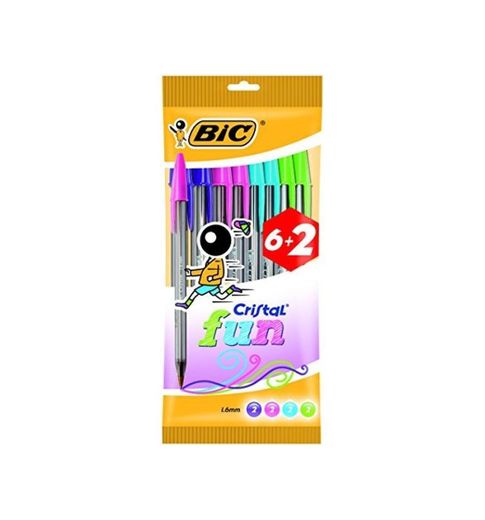 BIC Cristal Fun - Pack de 6+2 bolígrafos