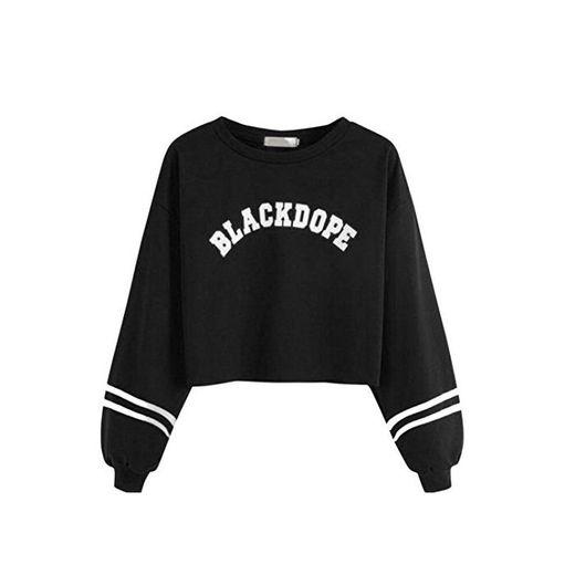 Mujer Sudaderas Cortas, Venmo 2017 Otoño BLACKDOPE Impresión Manga Larga Blusa Tops