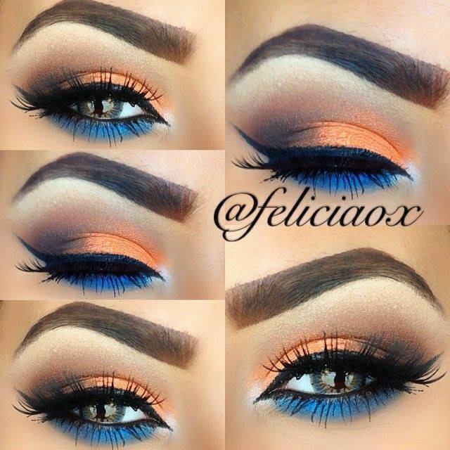 Fashion Orange and blue makeup