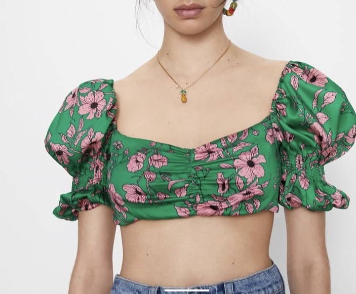 Moda Cropped Flores 