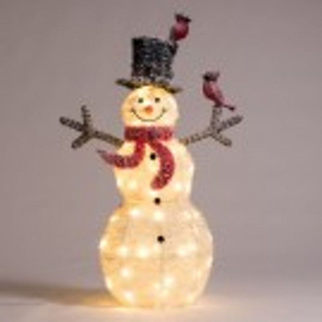 Social Muñeco de nieve con luz 120 cm blanco/rojo/negro - 50 luces al ...
