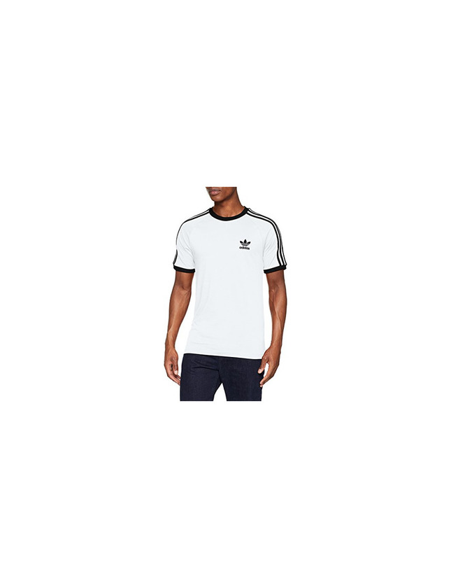 Social adidas Tres Bandas Camiseta de Manga Corta, Hombre, Blanco