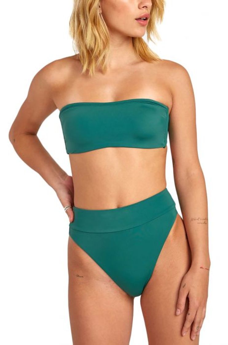 Fashion Bikini Tanga RVCA SOLID HIGH RISE Forest