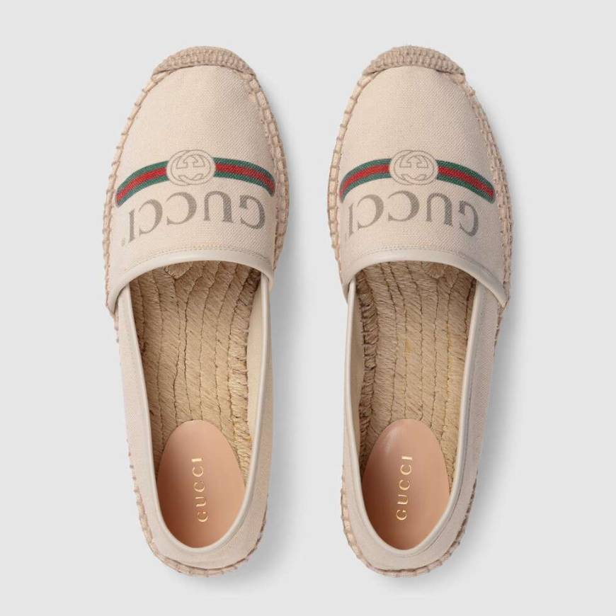 Moda Gucci logo canvas espadrille