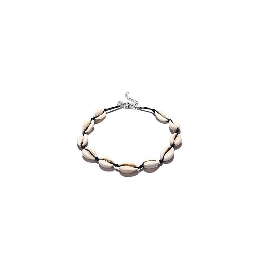 Social BaconiXfF 1 Gargantilla de Concha para Mujer, Estilo Bohemio, Estilo Vintage, Cuerda