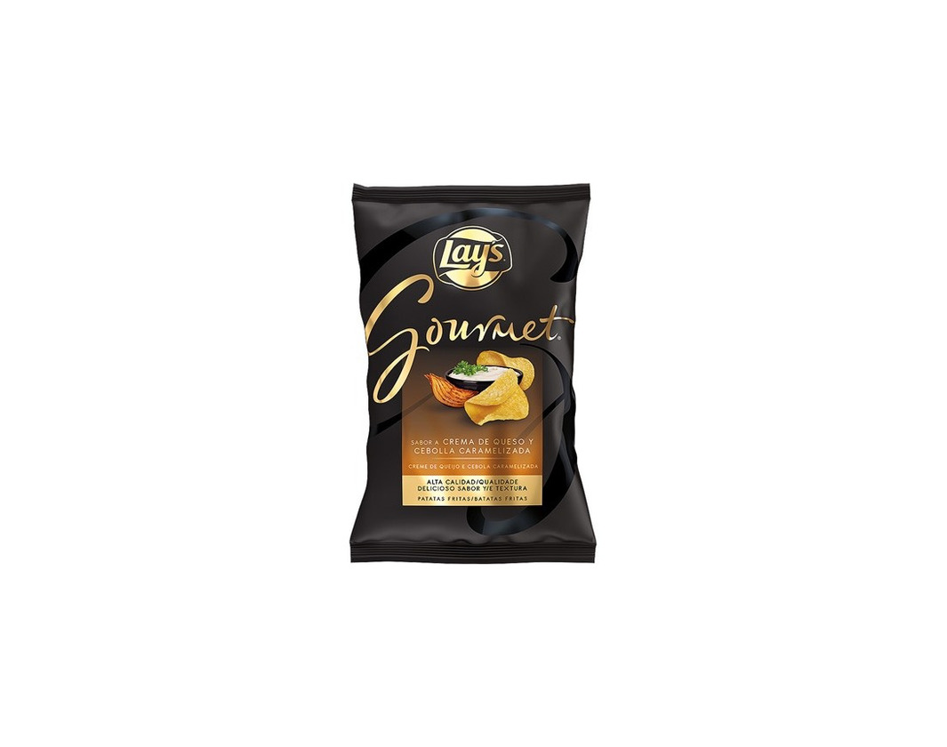 Products Lays Gourmet c/sabor a creme de queijo e cebola caramelizada