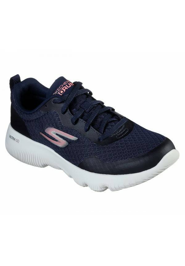 Fashion Skechers Ladies Go Run Focus Navy Tie Trainer 15165