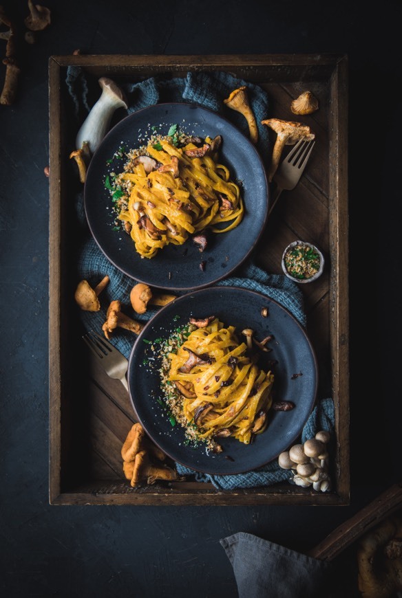 Moda Creamy Squash and Hazelnut Fettuccine with Sautéed Mushroom