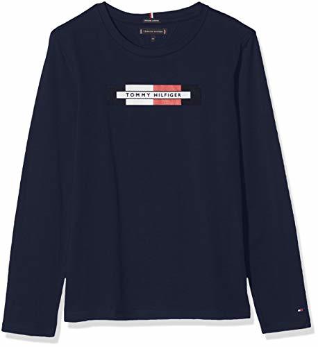 Social Tommy Hilfiger Essential Hilfiger Logo tee L/S, Camisa Manga Larga para Niños,